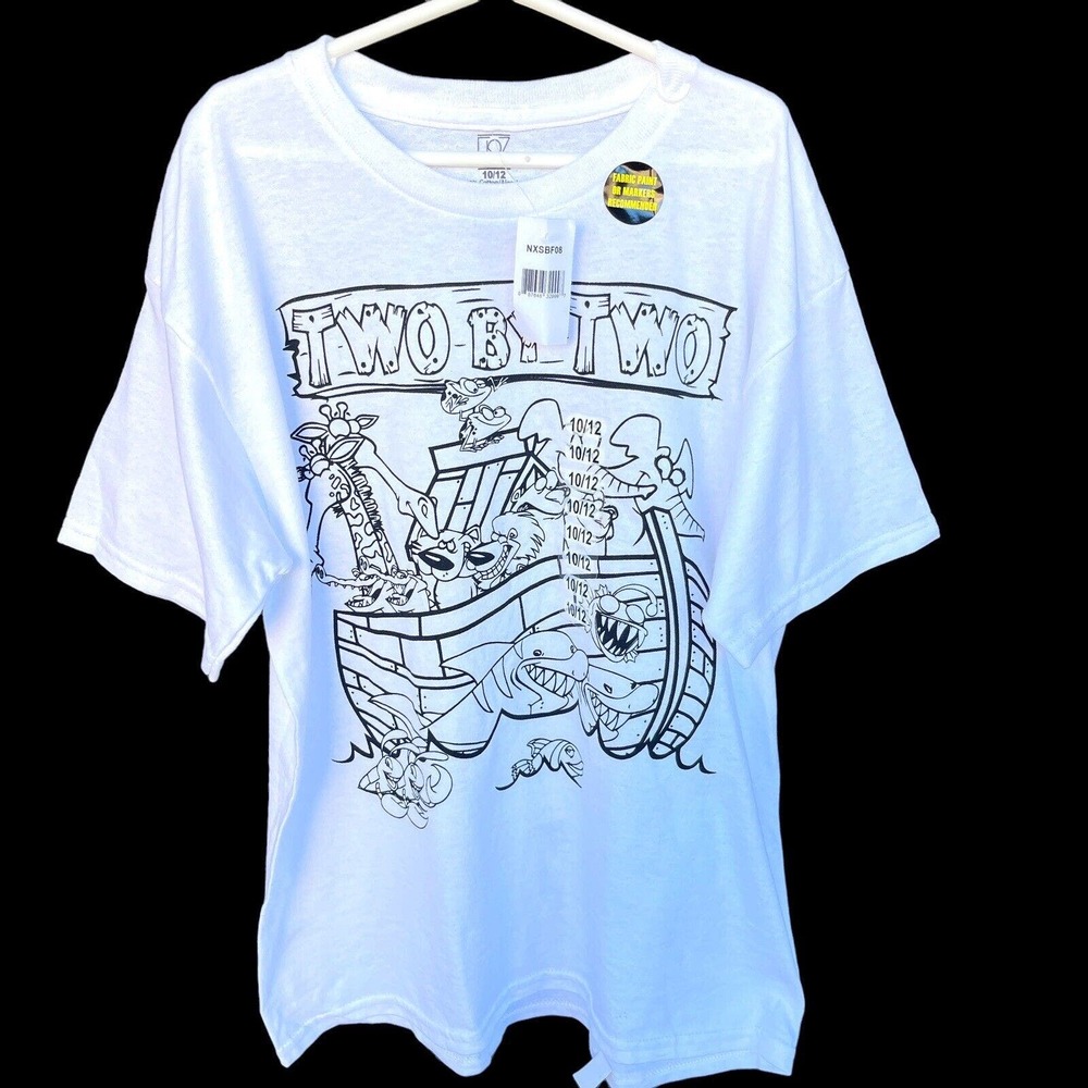 Noah's Ark Shirt Child Size 10/12 Art Bible Study Sunday‎ School Short Sleeve